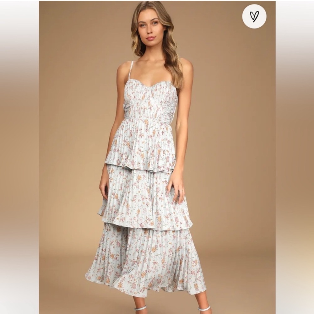 LULUS cascading crush floral midi dress